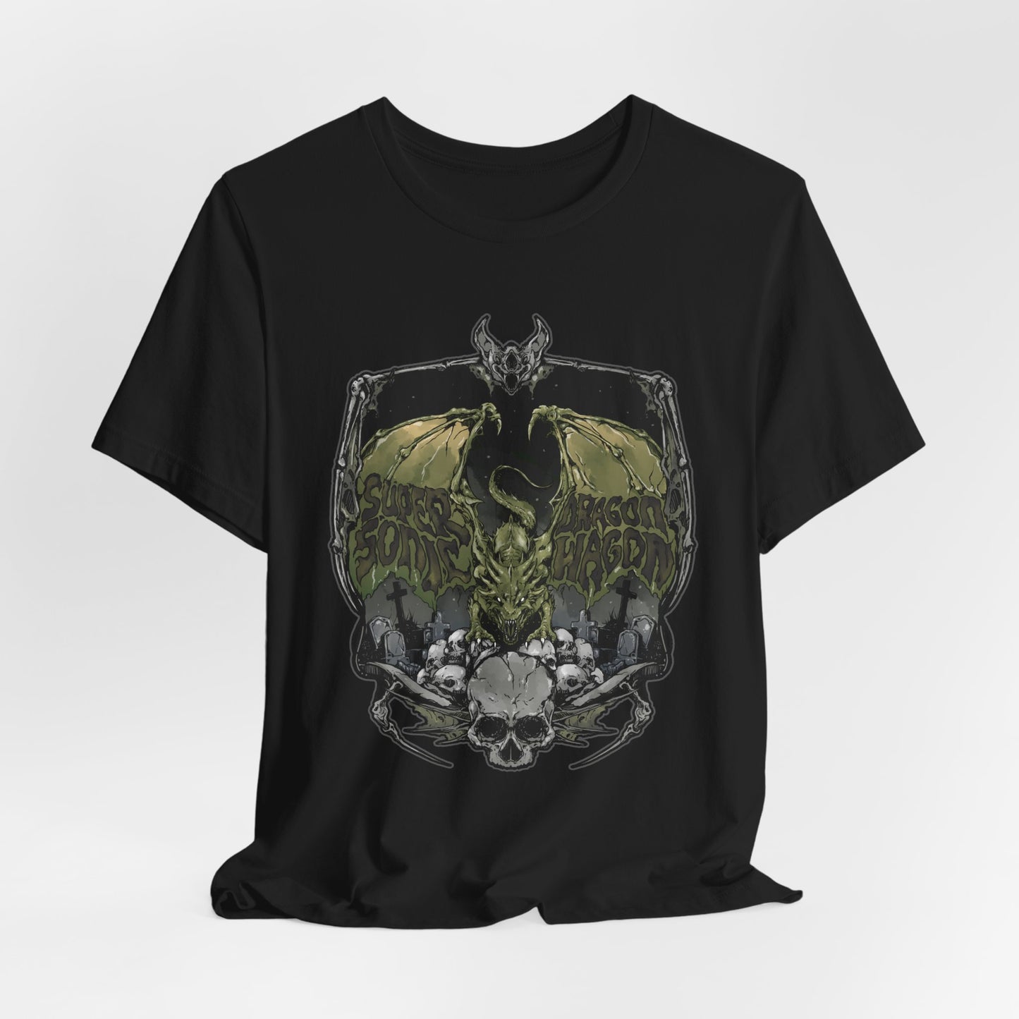 Dragon Skull Crest T-Shirt — Gothic Fantasy Tee for Fans of Dragons & Dark Art