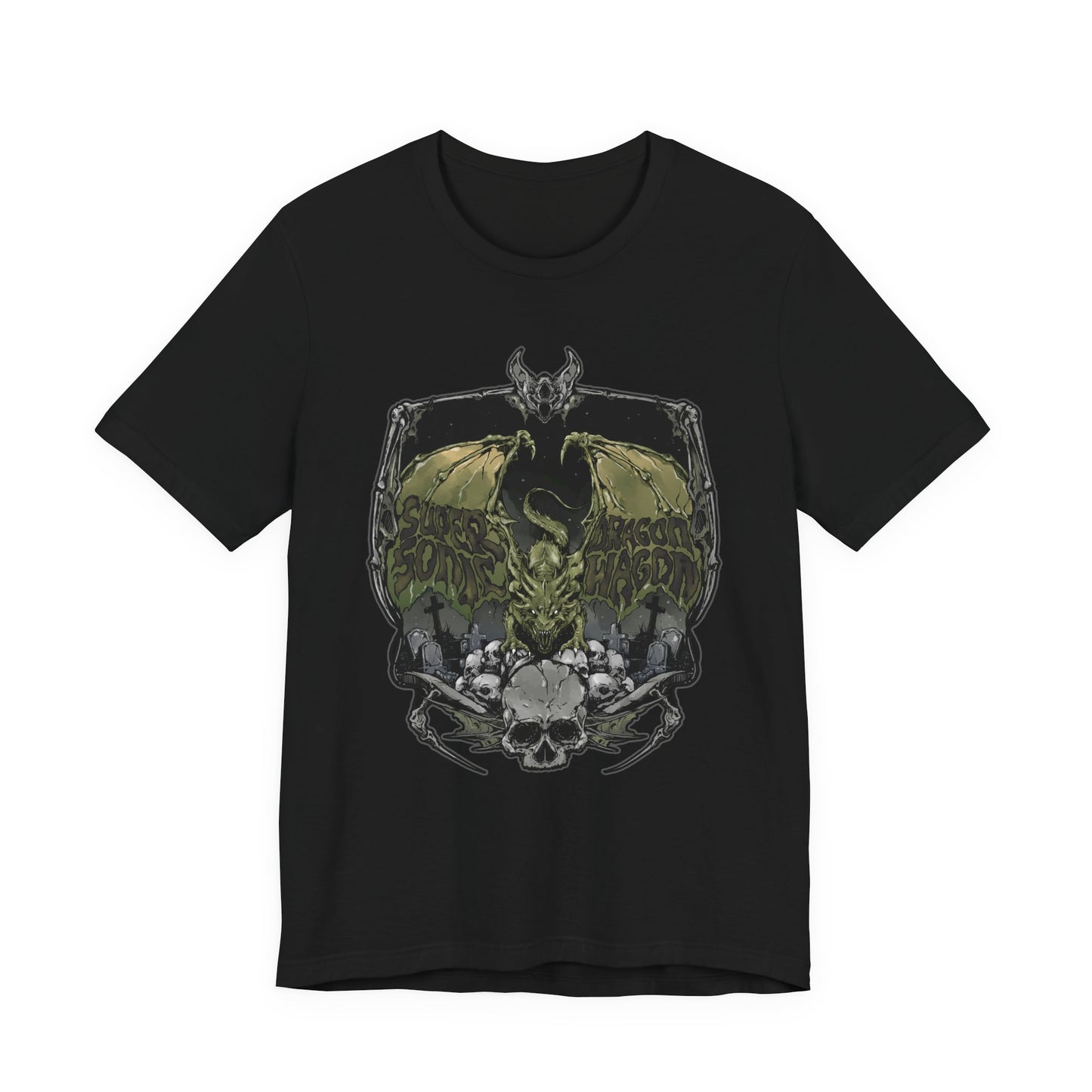 Dragon Skull Crest T-Shirt — Gothic Fantasy Tee for Fans of Dragons & Dark Art